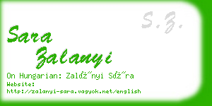 sara zalanyi business card